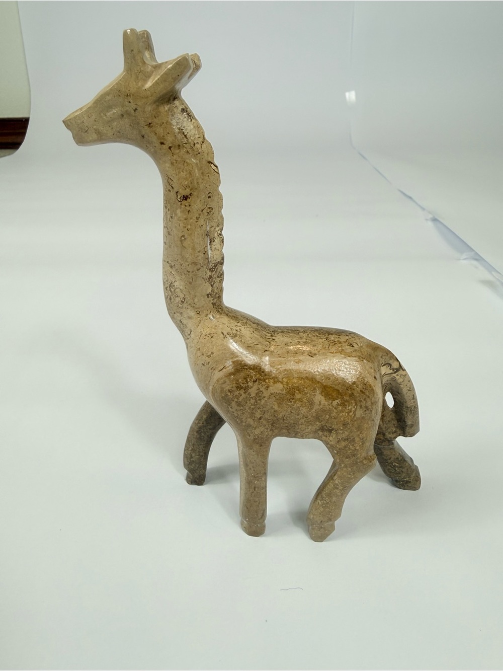 Handcrafted Beige Stone marble Giraffe Sculpture - Decorative Home Art